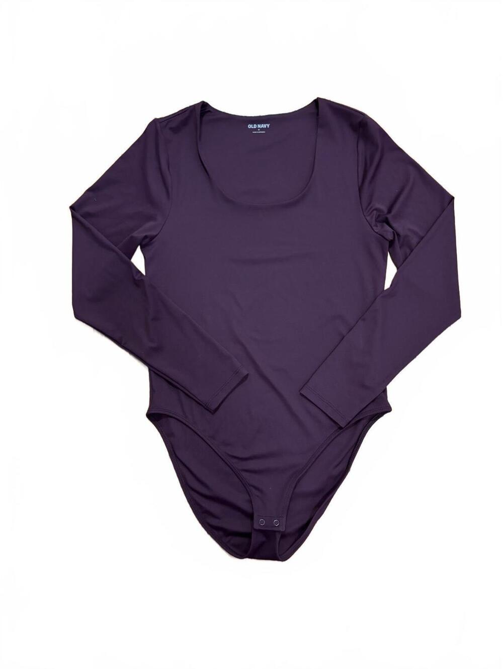 Old Navy Women's Long Sleeve Contour Scoop Neck Bodysuit in Sumptuous Purple, M